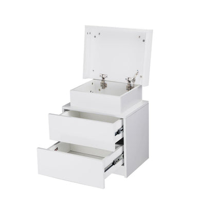 Oikiture Bedside Table RGB LED Nightstand Cabinet 2 Drawers Side Table Furniture White-Bedside Table-PEROZ Accessories