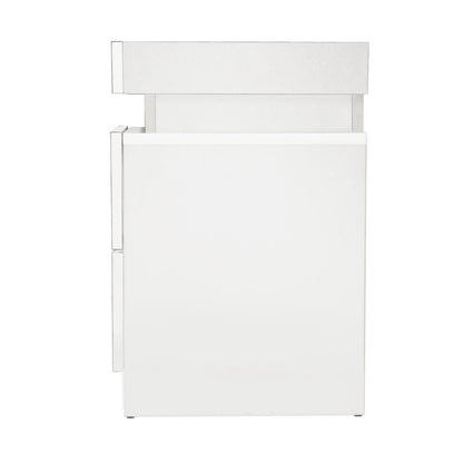 Oikiture Bedside Table RGB LED Nightstand Cabinet 2 Drawers Side Table Furniture White-Bedside Table-PEROZ Accessories