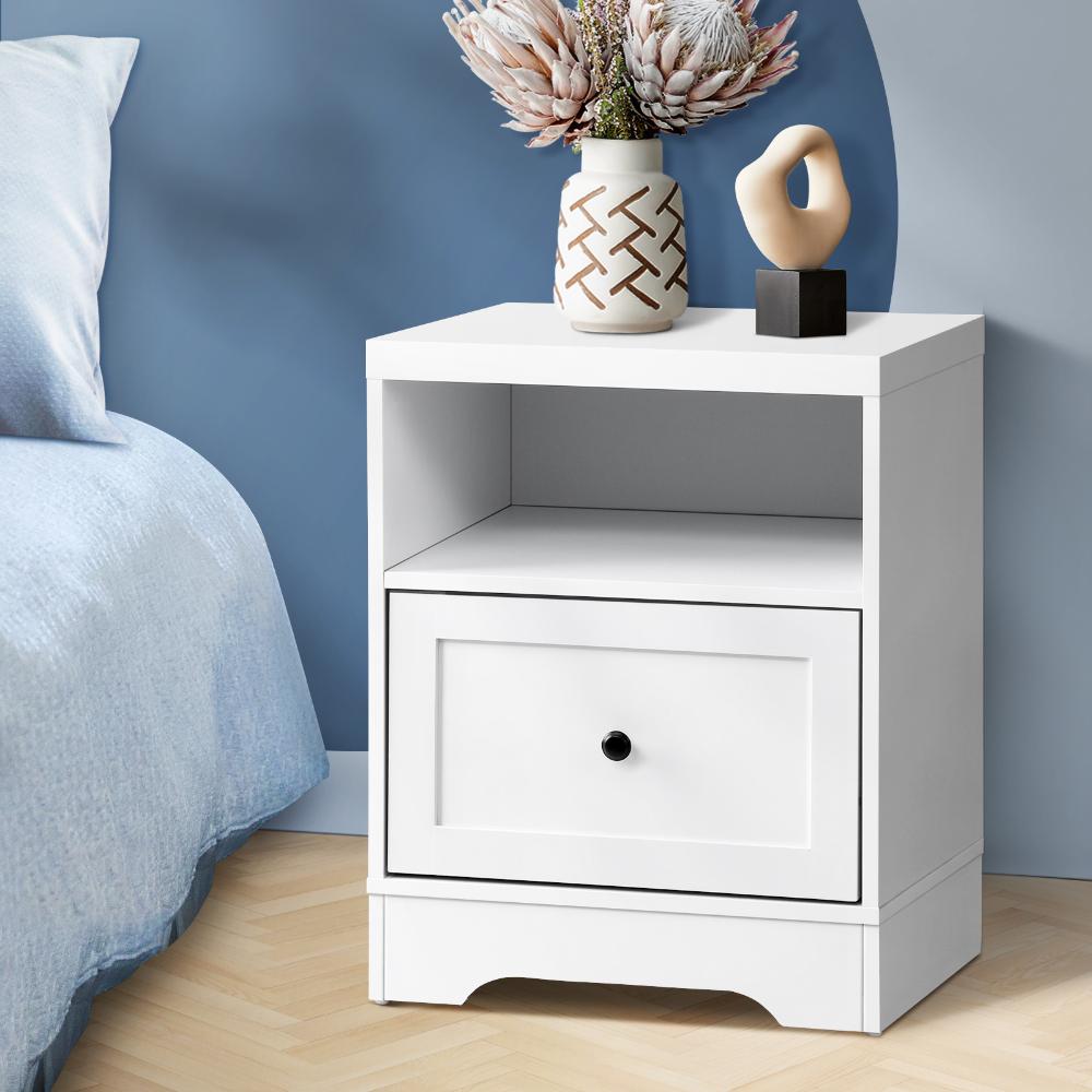 Oikiture Bedside Tables Drawers Bedroom Hamptons Furniture Storage Cabinet-Bedside Table-PEROZ Accessories