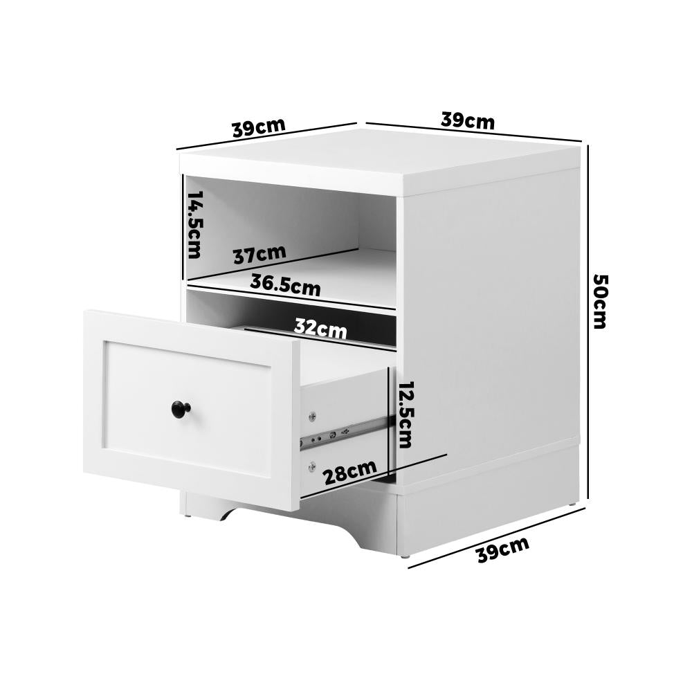 Oikiture Bedside Tables Drawers Bedroom Hamptons Furniture Storage Cabinet-Bedside Table-PEROZ Accessories