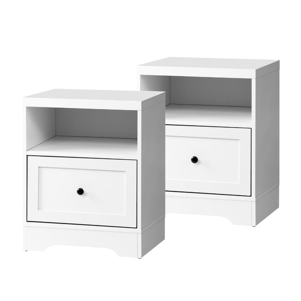 Oikiture 2PCS Bedside Tables Nightstand Hamptons Furniture |PEROZ Australia