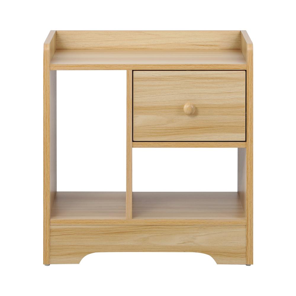 Oikiture Bedside Table with Drawer and Storage Space Side Table Nightstand Home Bedroom Furniture Wooden
