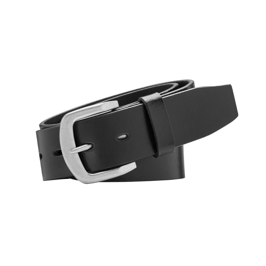 BUSHMAN Black. Full Grain Natural Leather Belt. 38mm width. Larger sizes.-Full Grain Leather Belts-PEROZ Accessories