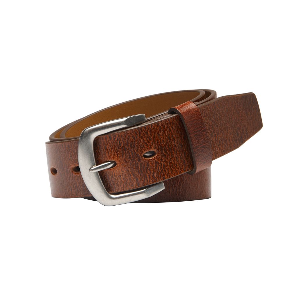 BUSHMAN Cognac. Full Grain Natural Leather Belt. 38mm width.-Full Grain Leather Belts-PEROZ Accessories