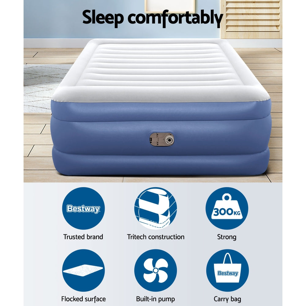 Bestway Air Bed Beds Queen Mattress Inflatable TRITECH Airbed-Home &amp; Garden &gt; Inflatable Mattress-PEROZ Accessories