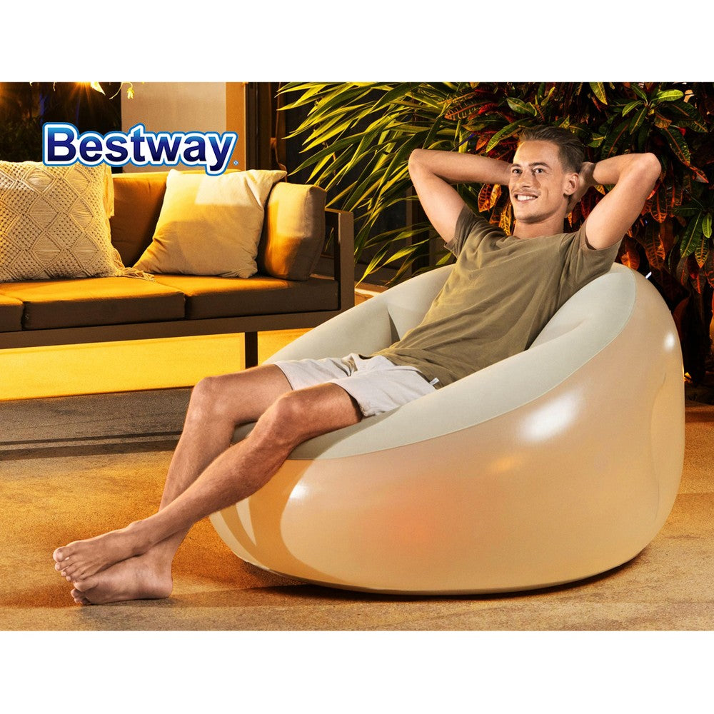 Bestway Inflatable Seat Sofa LED Light Chair Outdoor Lounge Cruiser-Home &amp; Garden &gt; Pool &amp; Accessories-PEROZ Accessories