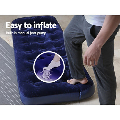 Bestway Single Size Inflatable Air Mattress - Navy-Outdoor &gt; Camping-PEROZ Accessories