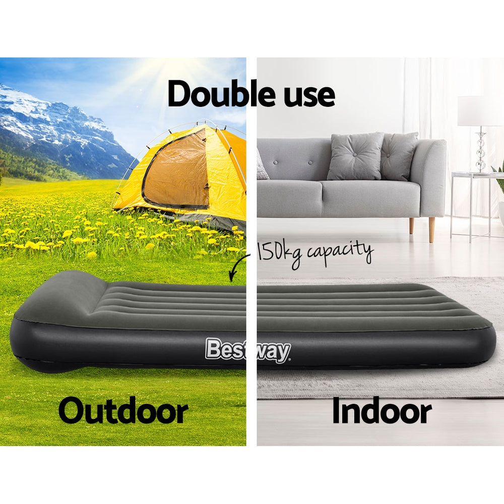 Bestway Air Mattress Single Bed Inflatable Flocked Camping Beds 30CM-Home &amp; Garden &gt; Inflatable Mattress-PEROZ Accessories