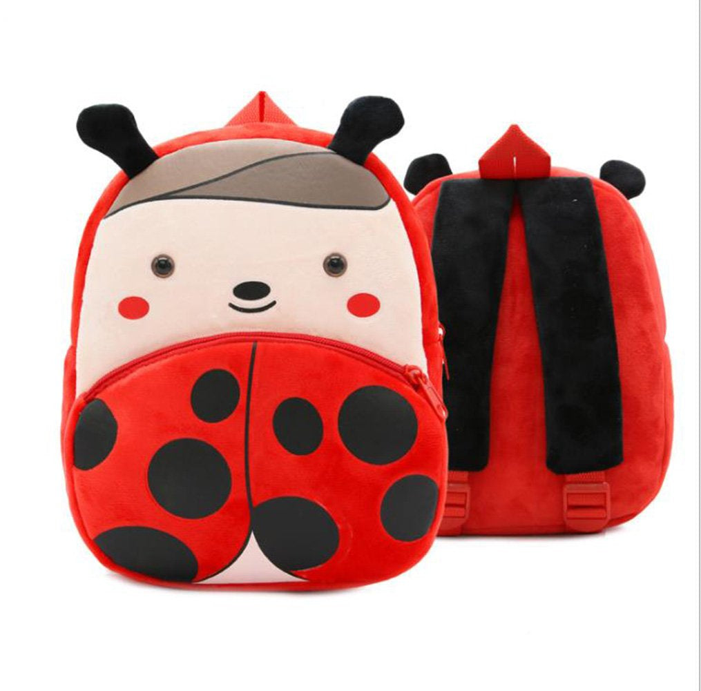 Anykidz 3D Red Ladybug Kids School Backpack Cute Cartoon Animal Style Children Toddler Plush Bag Perfect Accessories For Boys and Girls-Backpacks-PEROZ Accessories