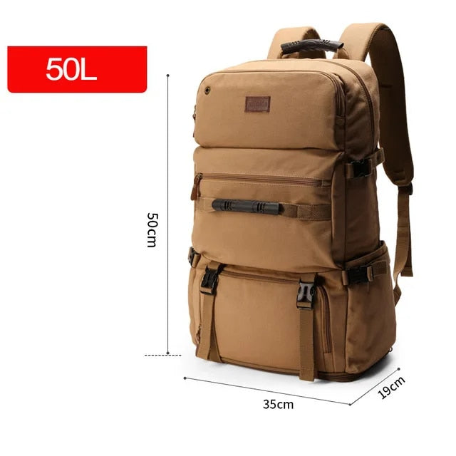 Anypack Backpack Khaki Outdoor Sports Bag Military Tactical Backpack Hiking Camping Waterproof Wear-Resisting Nylon Rucksack 50L Capacity-Backpacks-PEROZ Accessories