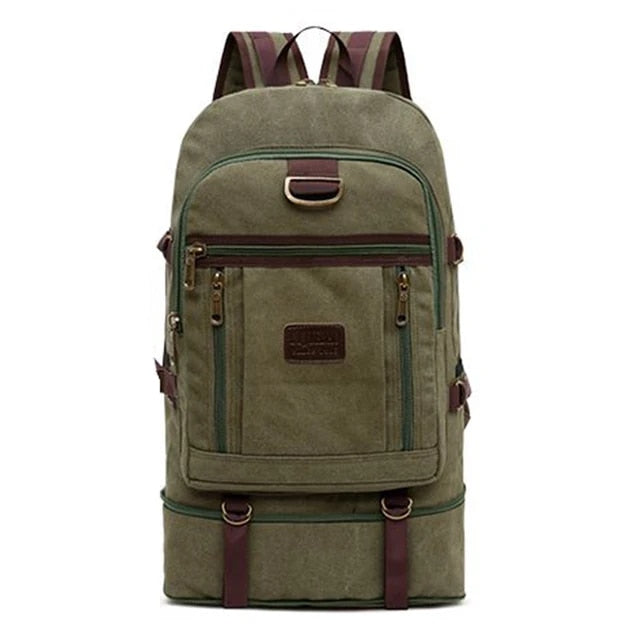 Anypack Backpack Army Green Travel Mountaineering Multi Functional Wear Resistant And Durable Backpack Extra Large Canvas Bag 60 Liters-Backpacks-PEROZ Accessories