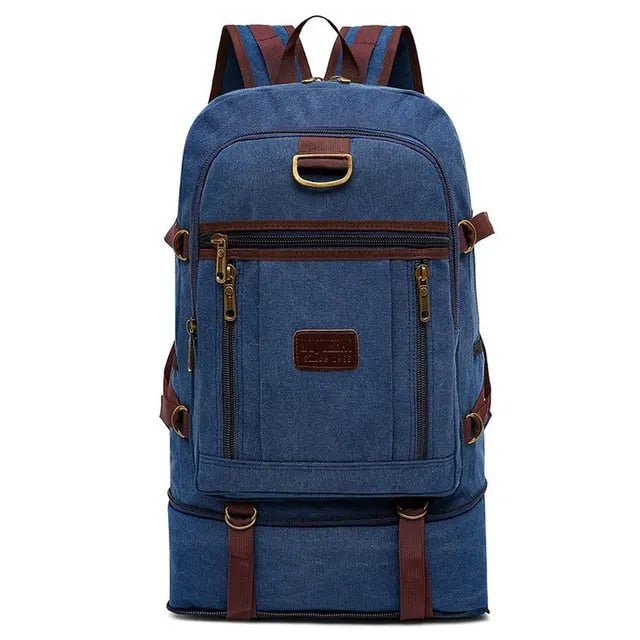 Anypack Backpack Blue Travel Mountaineering Multi Functional Wear Resistant And Durable Backpack Extra Large Canvas Bag 60 Liters-Backpacks-PEROZ Accessories