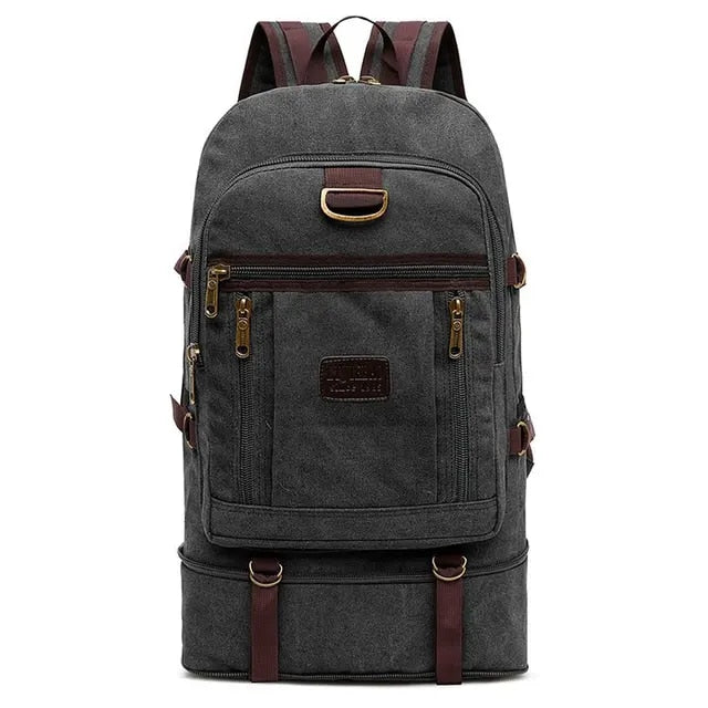 Anypack Backpack Gray Black Travel Mountaineering Multi Functional Wear Resistant And Durable Backpack Extra Large Canvas Bag 60 Liters-Backpacks-PEROZ Accessories