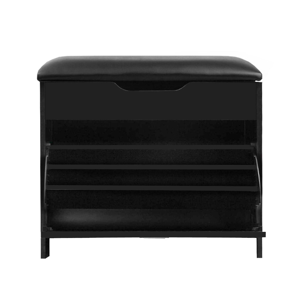 Artiss Shoe Cabinet Bench Shoes Storage Rack Organiser Shelf Black 15 Pairs-Furniture &gt; Living Room - Peroz Australia - Image - 3