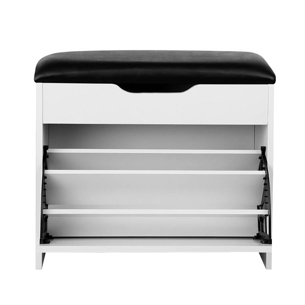 Artiss Shoe Cabinet Bench Shoes Organiser Storage Rack Cupboard White 15 Pairs-Furniture &gt; Living Room - Peroz Australia - Image - 4