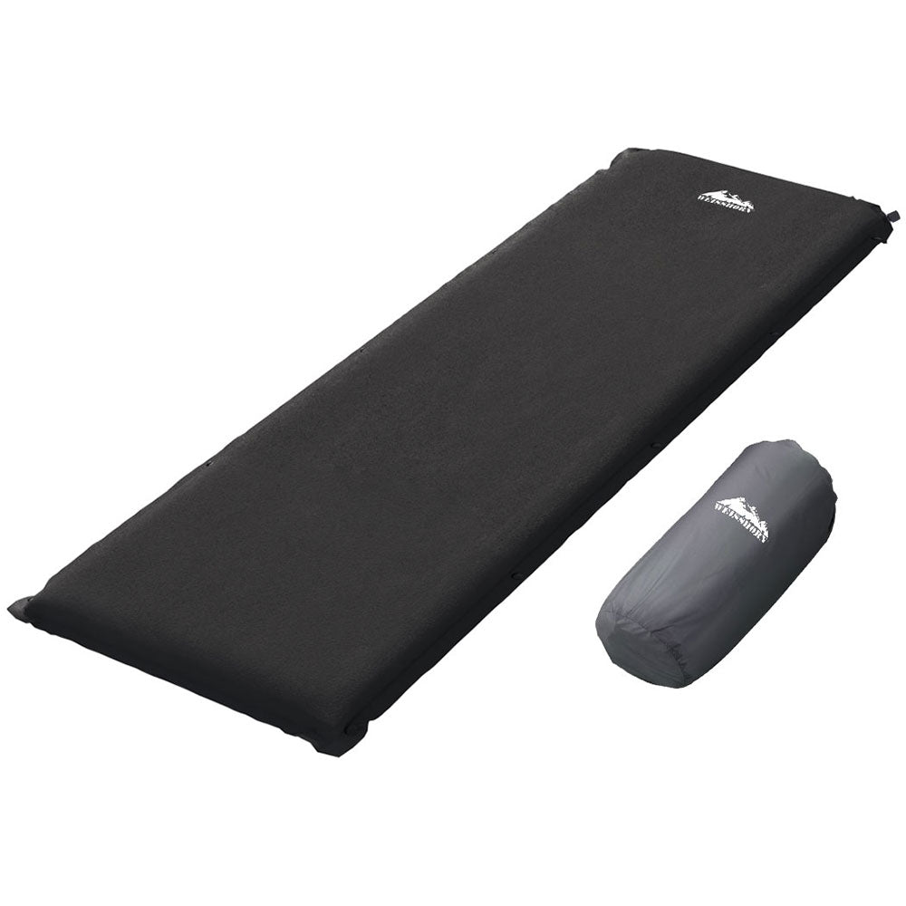 Weisshorn Self Inflating Mattress 9.5CM Camping Sleeping Air Bed Single Black-Outdoor &gt; Camping-PEROZ Accessories