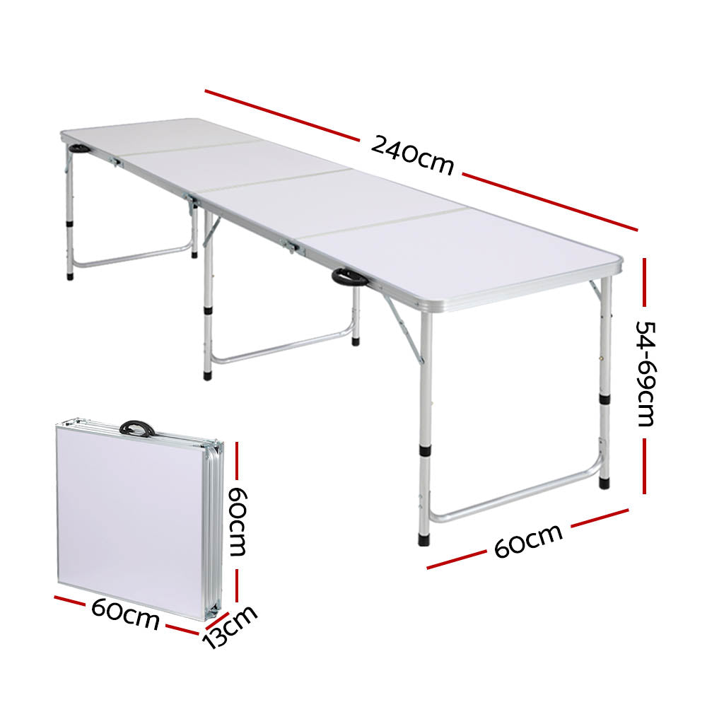 Weisshorn Camping Table Folding Aluminum Portable BBQ Outdoor 240CM-Outdoor &gt; Camping-PEROZ Accessories