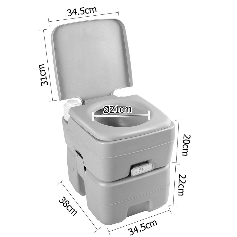 Weisshorn 20L Portable Outdoor Camping Toilet - Grey-Outdoor &gt; Camping-PEROZ Accessories