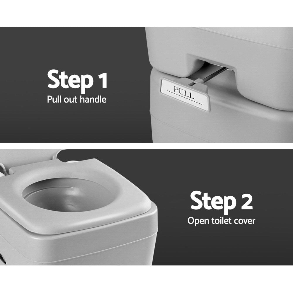 Weisshorn 20L Portable Outdoor Camping Toilet with Carry Bag- Grey-Outdoor &gt; Camping-PEROZ Accessories