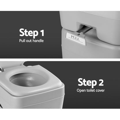 Weisshorn 20L Portable Outdoor Camping Toilet with Carry Bag- Grey-Outdoor &gt; Camping-PEROZ Accessories