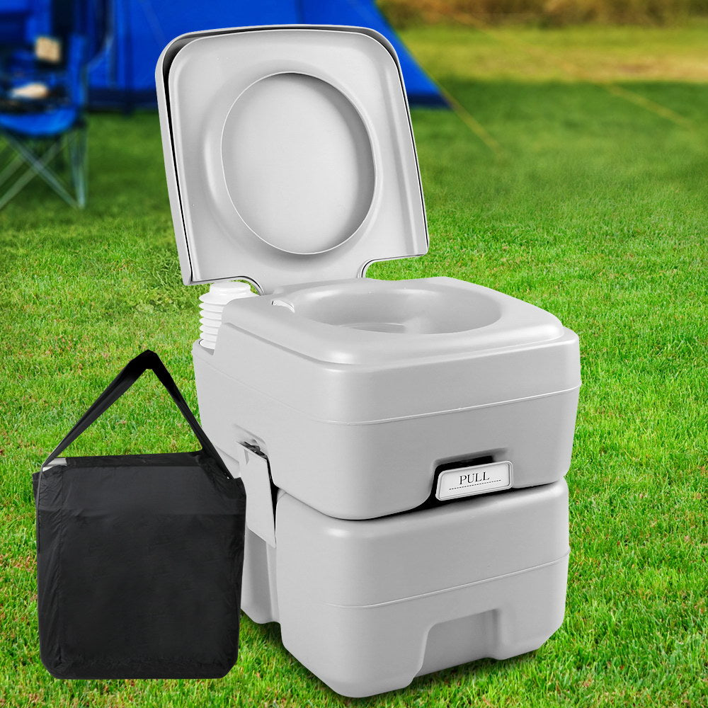 Weisshorn 20L Portable Outdoor Camping Toilet with Carry Bag- Grey-Outdoor &gt; Camping-PEROZ Accessories