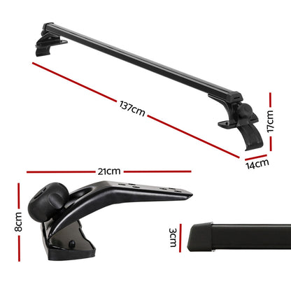 Universal Car Roof Racks Pod Aluminium Cross Bars Brackets 145cm Black-Auto Accessories &gt; Auto Accessories Others-PEROZ Accessories
