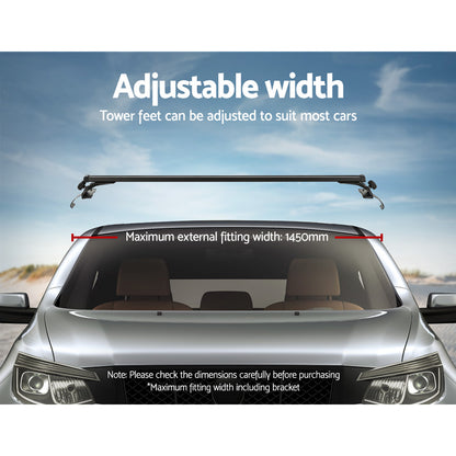 Universal Car Roof Racks Pod Aluminium Cross Bars Brackets 145cm Black-Auto Accessories &gt; Auto Accessories Others-PEROZ Accessories