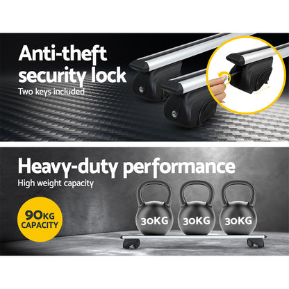 Universal Car Roof Rack Cross Bars Aluminium Adjustable 111cm Silver Upgraded-Auto Accessories &gt; Cross Bar-PEROZ Accessories