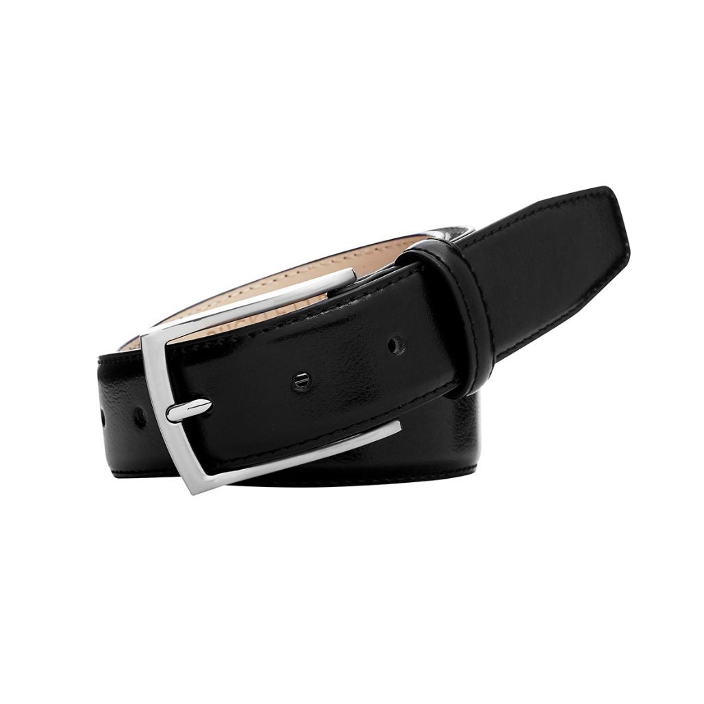 CASABLANCA Black. Classic Leather Belt. 35mm width. Larger sizes.-Classic Belts-PEROZ Accessories