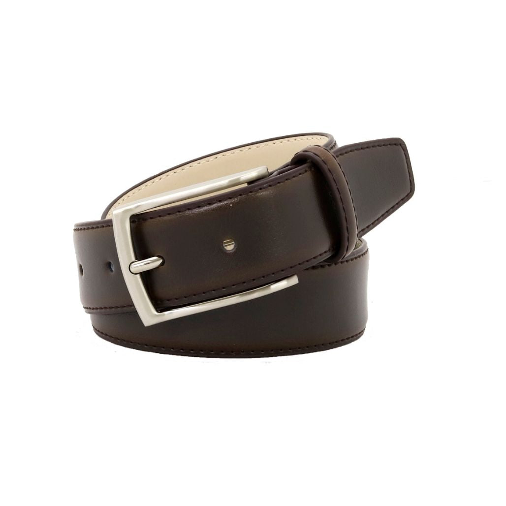 CASABLANCA Brown. Men’s Classic Leather Belt. 35mm width. Larger sizes.-Classic Belts-PEROZ Accessories