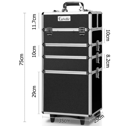 Embellir 7 in 1 Portable Cosmetic Beauty Makeup Trolley - Black-Health &amp; Beauty &gt; Cosmetic Storage-PEROZ Accessories
