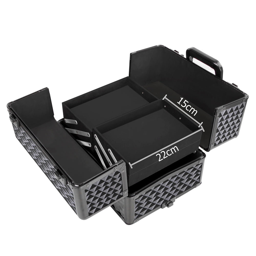 Embellir 7 in 1 Portable Cosmetic Beauty Makeup Trolley - Diamond Black-Health &amp; Beauty &gt; Cosmetic Storage-PEROZ Accessories