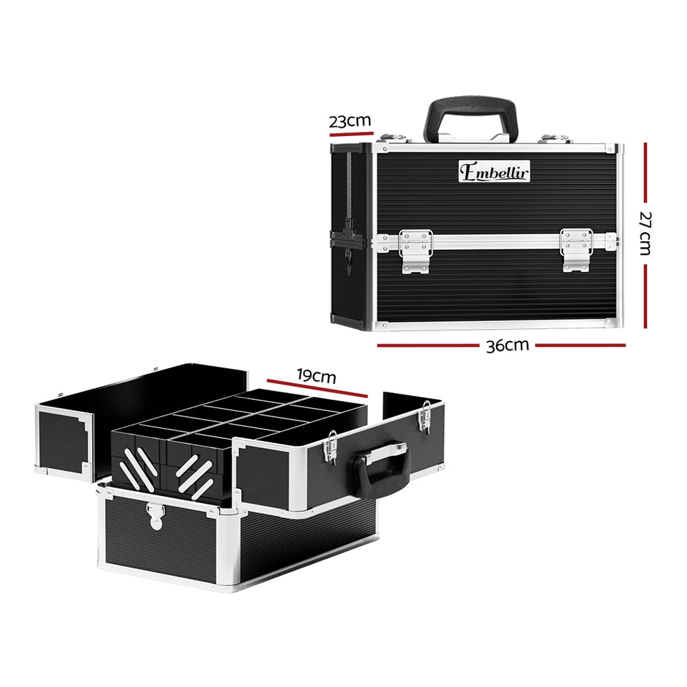 Embellir Portable Cosmetic Beauty Makeup Case- Black-Health &amp; Beauty &gt; Makeup-PEROZ Accessories