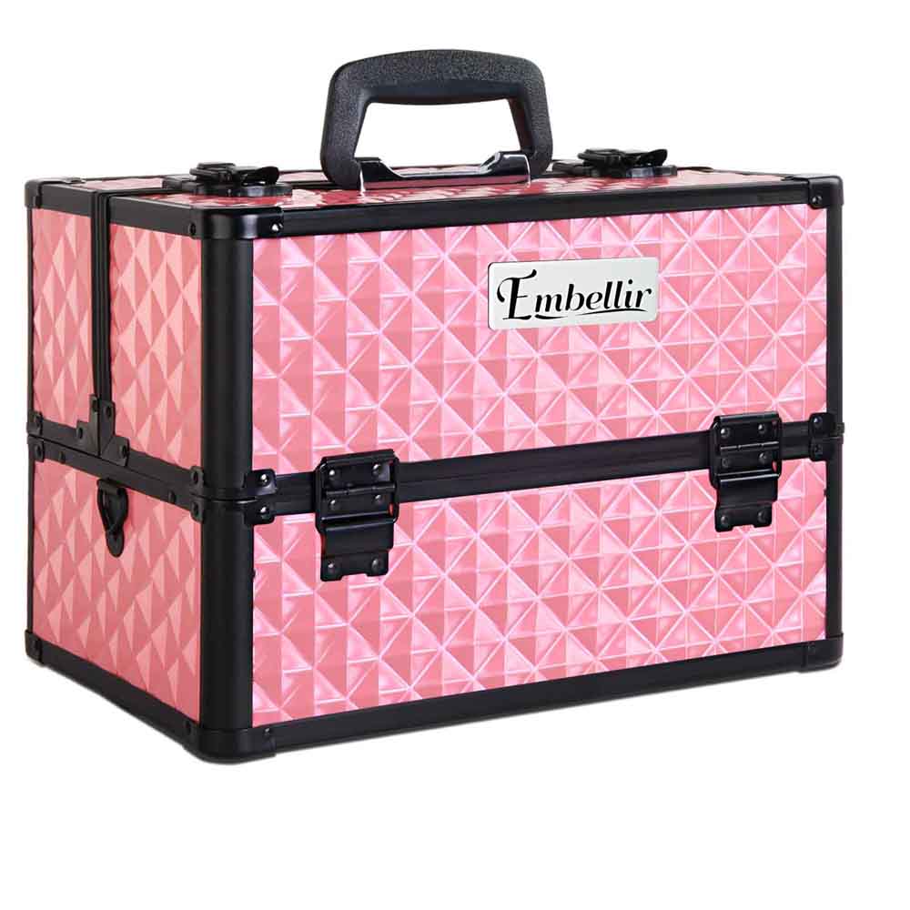 Embellir Portable Cosmetic Beauty Makeup Case - Diamond Pink-Health &amp; Beauty &gt; Makeup-PEROZ Accessories