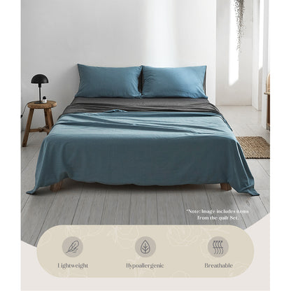 Cosy Club Sheet Set Cotton Sheets Double Blue Dark Blue-Bed Sheets-PEROZ Accessories