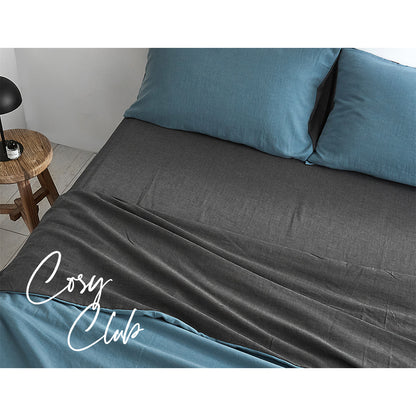 Cosy Club Sheet Set Cotton Sheets Double Blue Dark Blue-Bed Sheets-PEROZ Accessories