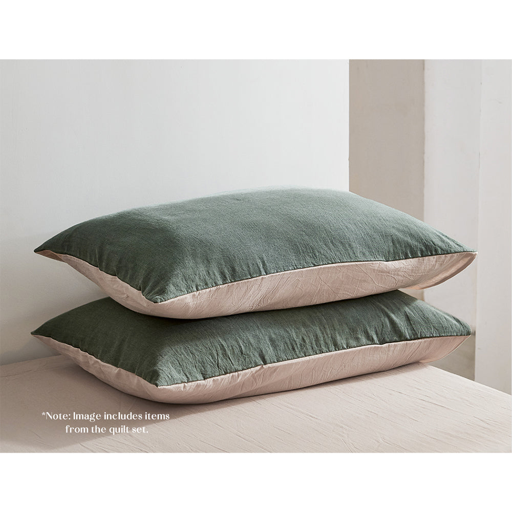 Cosy Club Sheet Set Cotton Sheets Double Green Beige-Bed Sheets-PEROZ Accessories