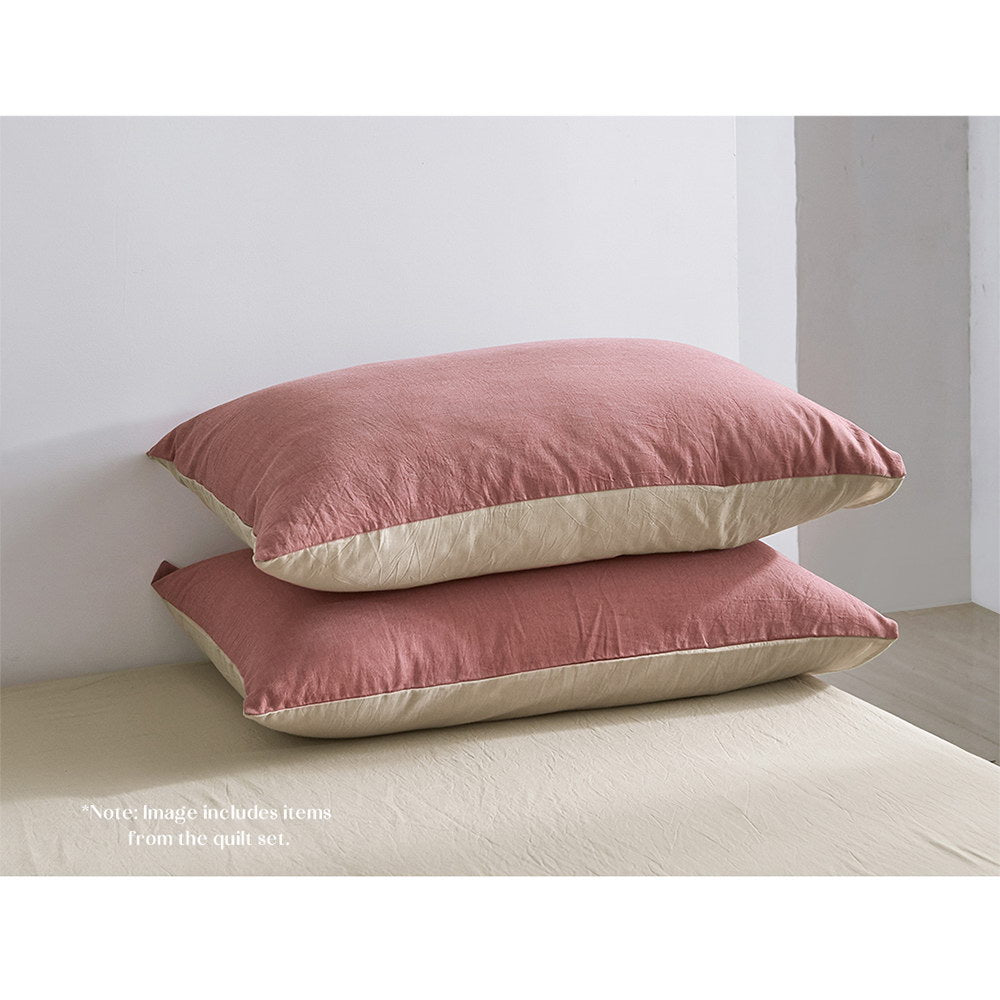 Cosy Club Sheet Set Cotton Sheets Double Vanilla Rhubarb-Bed Sheets-PEROZ Accessories