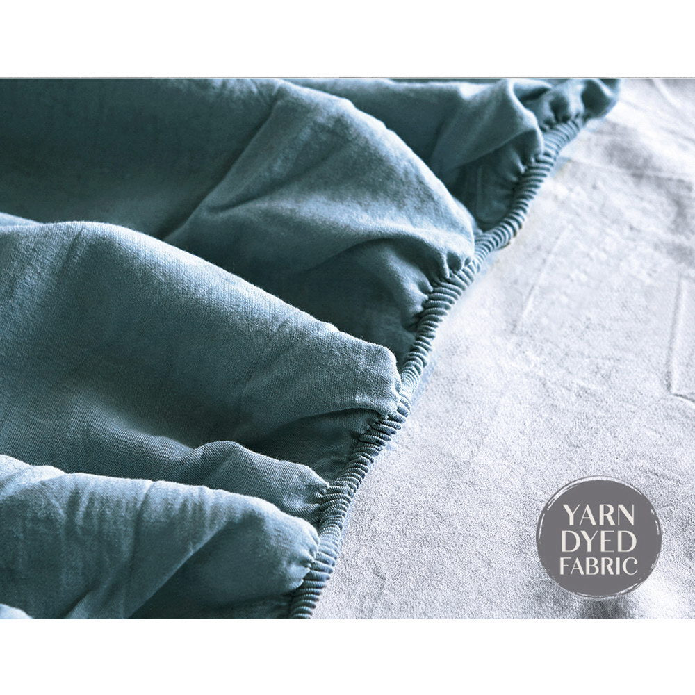 Cosy Club Sheet Set Cotton Sheets Single Blue Dark Blue-Bed Sheets-PEROZ Accessories