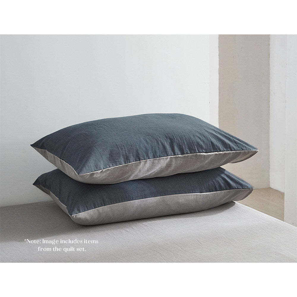 Cosy Club Sheet Set Cotton Sheets Single Blue Dark Grey-Bed Sheets-PEROZ Accessories