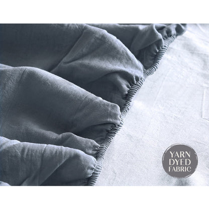 Cosy Club Sheet Set Cotton Sheets Single Blue Dark Grey-Bed Sheets-PEROZ Accessories