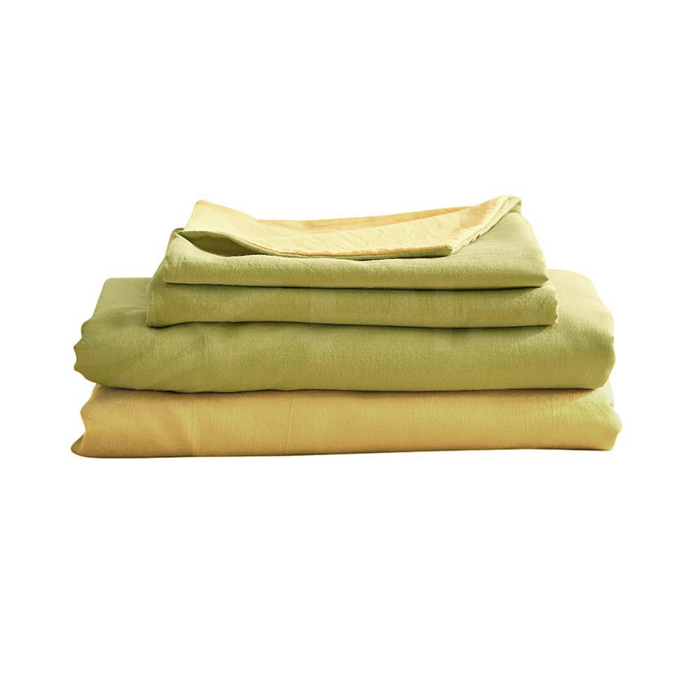Cosy Club Washed Cotton Sheet Set Single Yellow-Bed Sheets-PEROZ Accessories