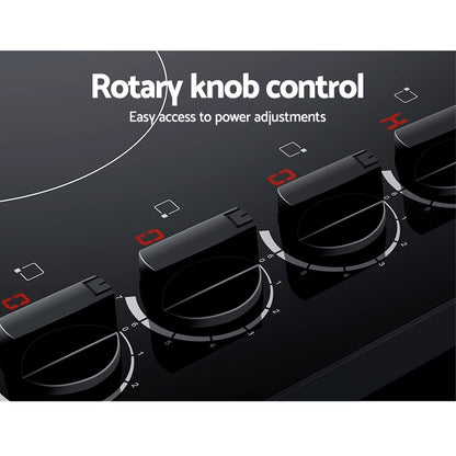Devanti Ceramic Cooktop 60cm Electric Kitchen Burner Cooker 4 Zone Knobs Control-Appliances &gt; Kitchen Appliances-PEROZ Accessories