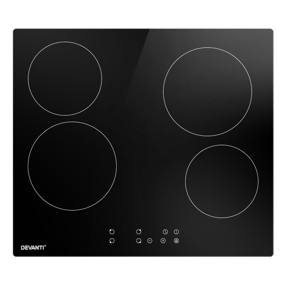 Devanti Ceramic Cooktop 60cm Electric Cooker 4 Burner Stove Hob Touch Control-Appliances &gt; Kitchen Appliances-PEROZ Accessories