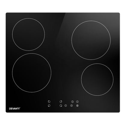 Devanti Ceramic Cooktop 60cm Electric Cooker 4 Burner Stove Hob Touch Control-Appliances &gt; Kitchen Appliances-PEROZ Accessories