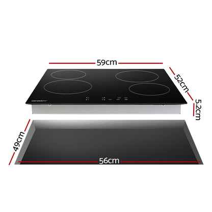 Devanti Ceramic Cooktop 60cm Electric Cooker 4 Burner Stove Hob Touch Control-Appliances &gt; Kitchen Appliances-PEROZ Accessories