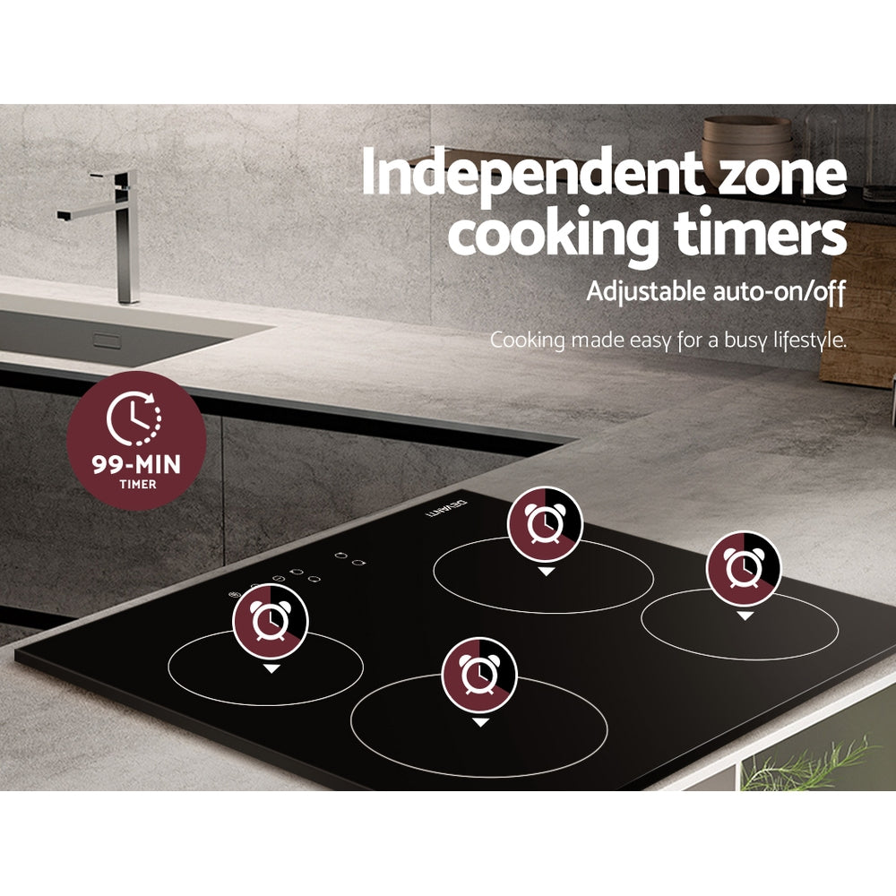 Devanti Ceramic Cooktop 60cm Electric Cooker 4 Burner Stove Hob Touch Control-Appliances &gt; Kitchen Appliances-PEROZ Accessories