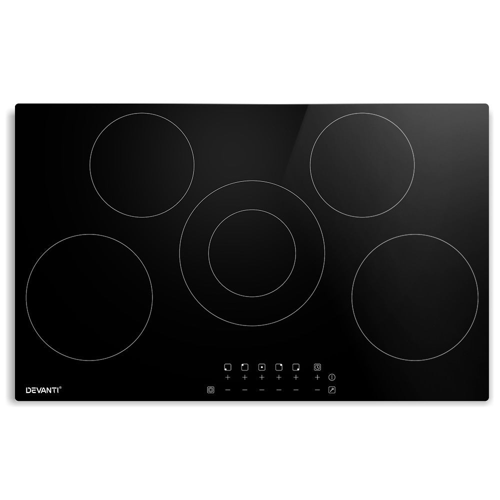 Devanti 90cm Ceramic Cooktop Electric Cook Top 5 Burner Stove Hob Touch Control 6-Zones-Appliances &gt; Kitchen Appliances-PEROZ Accessories