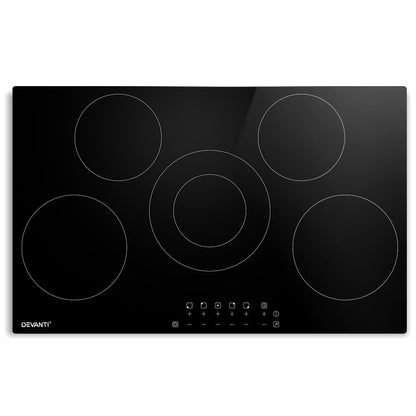 Devanti 90cm Ceramic Cooktop Electric Cook Top 5 Burner Stove Hob Touch Control 6-Zones-Appliances &gt; Kitchen Appliances-PEROZ Accessories