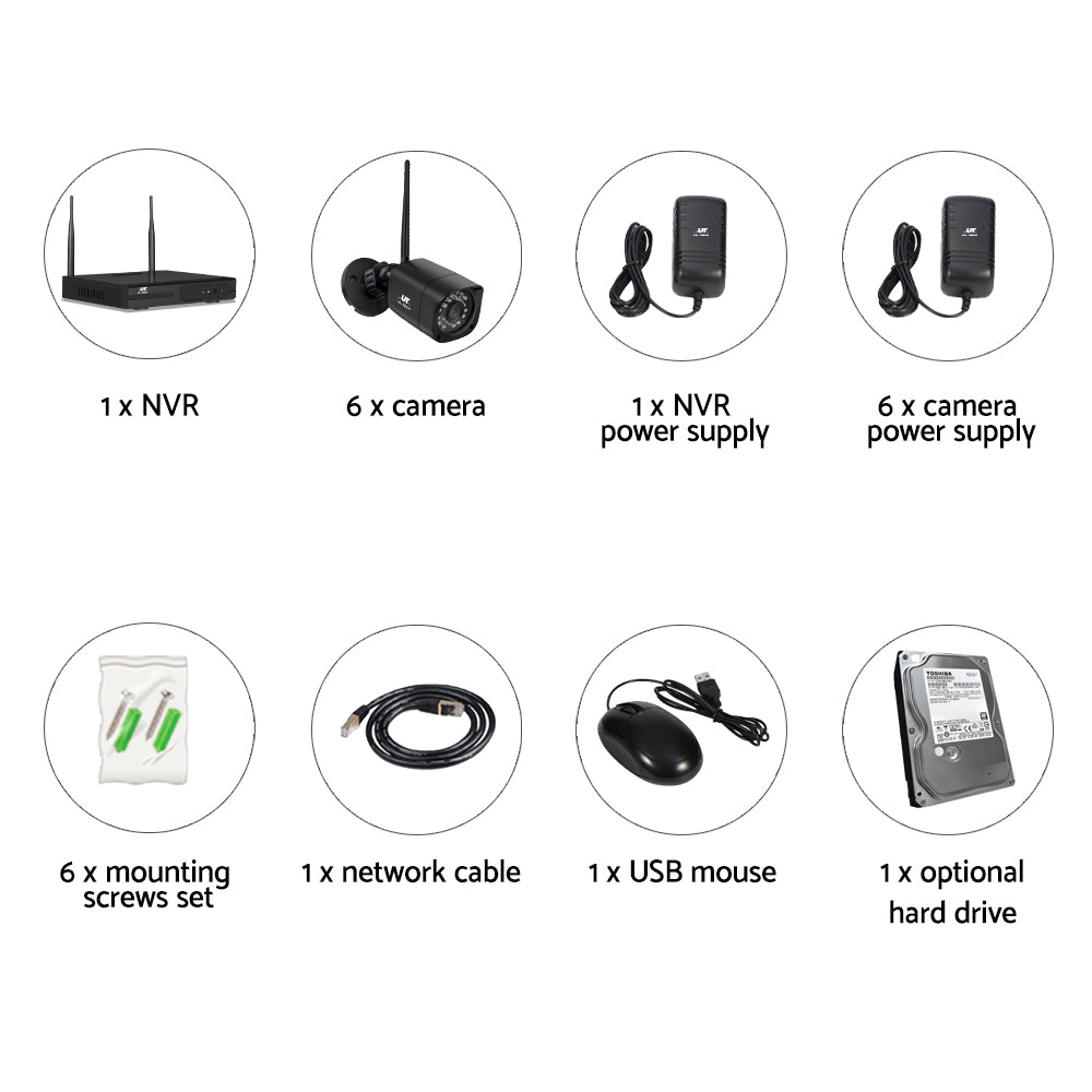 UL-tech CCTV Wireless Security Camera System 8CH Home Outdoor WIFI 6 Square Cameras Kit 1TB-Audio &amp; Video &gt; CCTV-PEROZ Accessories